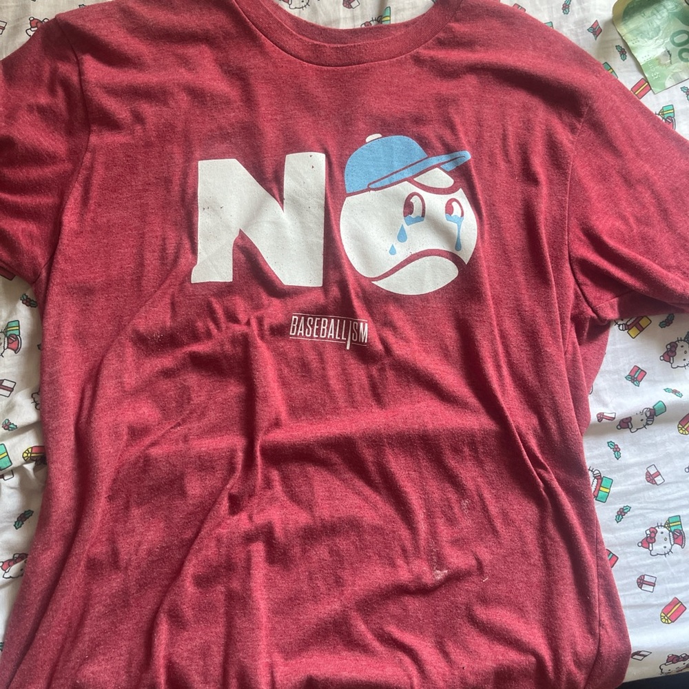 Red Baseballism “no crying” Graphic Short Sleeve Tee